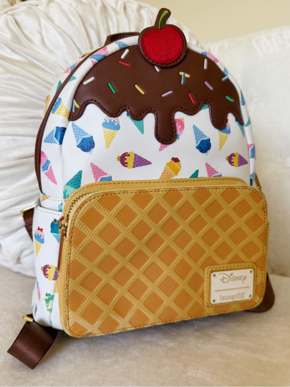 Disney Loungefly Princess Ice Cream Cones Mini Backpack Sprinkles Waffle Cone - Picture 2 of 16